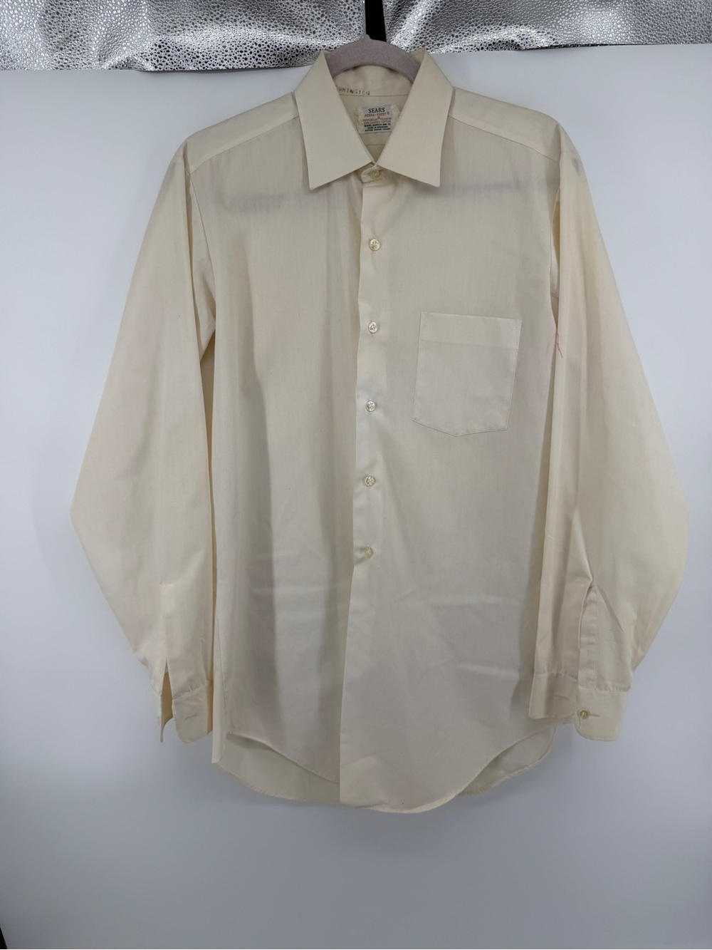 VTG Grandpacore Classic Men's‎ Cream Button-Up Dress Shirt SzM/L